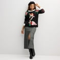 thumbnail image 4 of Women's Jollidays Long Sleeve Crewneck Pullover Sweater Color: Black Doodle Size: SMALL, 4 of 4