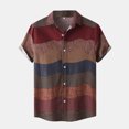 thumbnail image 2 of Knqrhpse Chemise Décontractée à Rayures Ondulées Col Rabattu Chemise Homme T-Shirts Graphiques Chemise Homme Manches Courtes Boutonnée, 2 of 9
