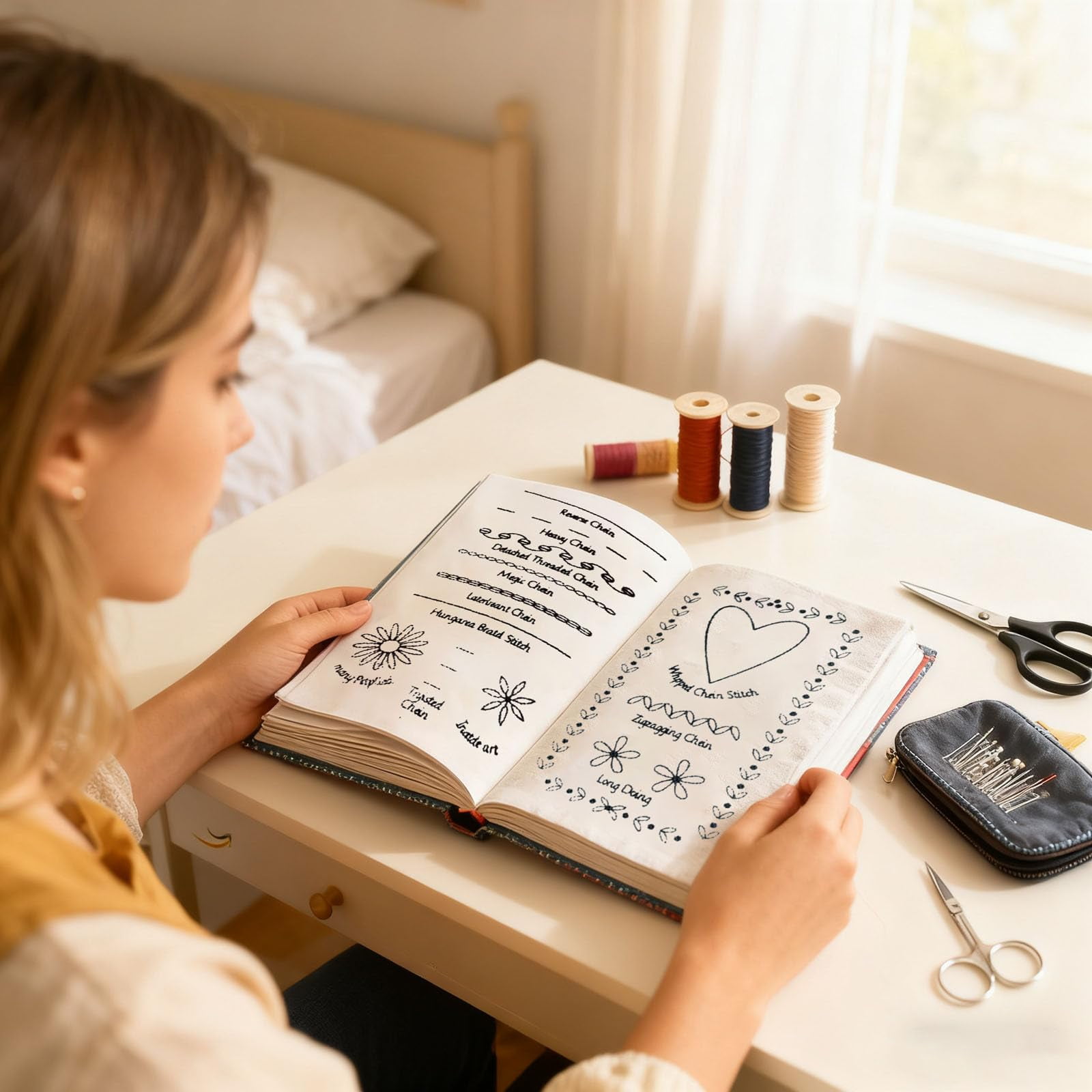 2026 New Embroidery Stitch Book Kit, Portable All Scenario Embroidery Stitch Book, Comes with a Complete Toolkit and Instructional Tutorial, Perfect for Beginners and Craft Lovers (1-Piece Set)