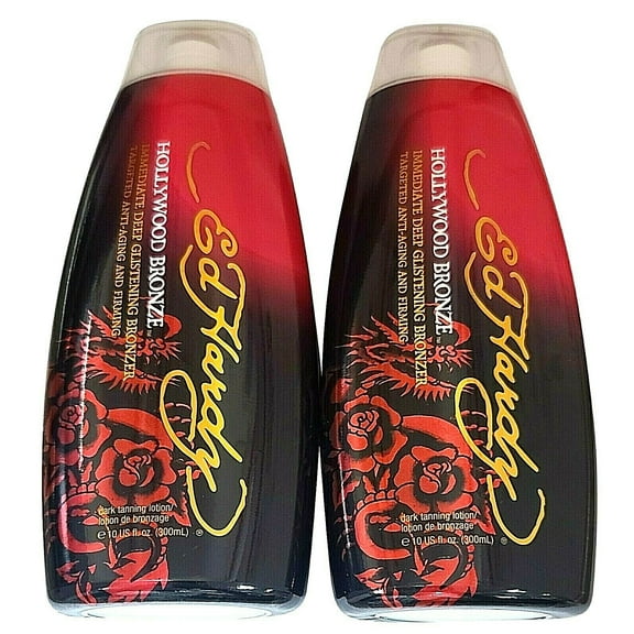 Lot of 2 Ed Hardy HOLLYWOOD BRONZE Bronzer Tanning Bed Lotion 10 US fl. oz.