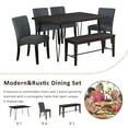 thumbnail image 3 of Modern 6-Piece Dining Table Set with V-Shape Metal Legs, Wood Kitchen Table Set with 4 Upholstered Chairs and Bench for 6,Espresso, 3 of 9