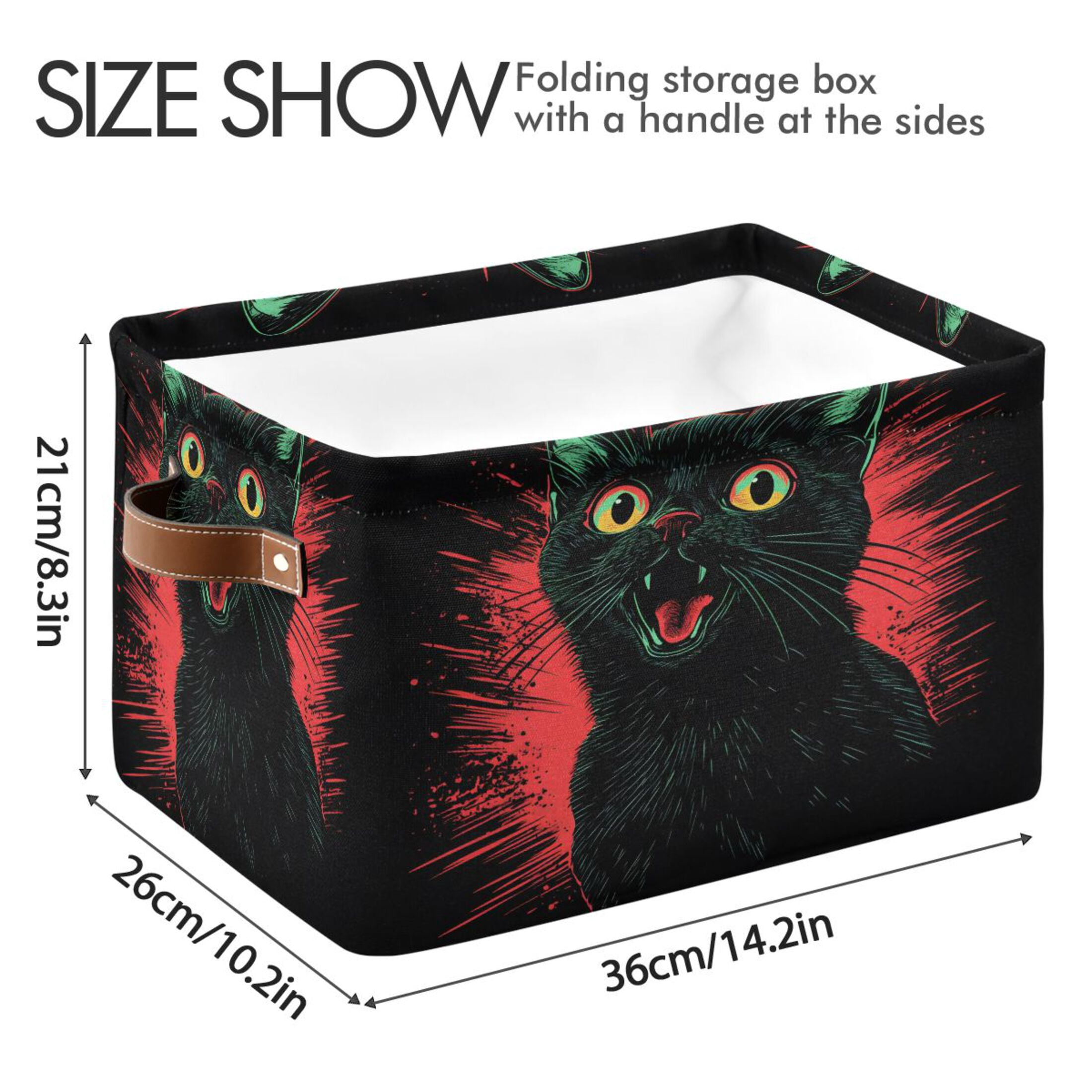Ryvnso A Black Cat Storage Basket Large Bin Foldable Boxes Toys Organizer 14.2x10.2x8.3in 2 PCs