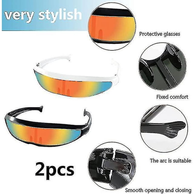 2 piece set 2pcs gafas de sol futuristas, gafas espaciales, juego de gafas alienígenas, gafas de fiesta, gafas divertidas