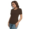 thumbnail image 5 of Women's Crew Neck Ribbed Fitted Shirt Basic Short Sleeves Summer T Shirt Tops, 5 of 7