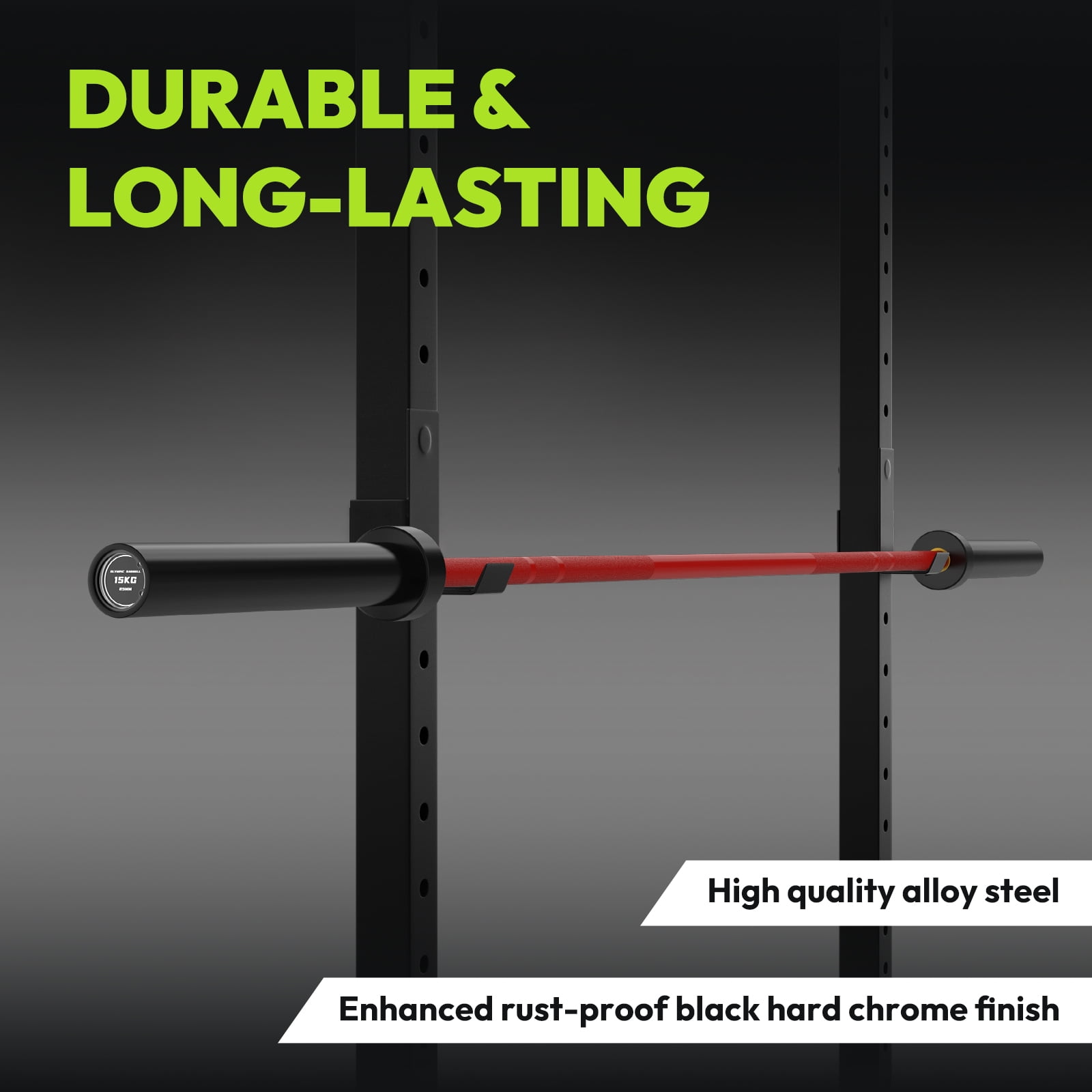 HANDBODE Olympic Barbell Bar 6.5 ft Weightlifting Bar for Powerlifting, Bench Press, Deadlift, Squat - 1000 lb Capacity, Home & Gym Strength Training, Red & Black