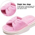 thumbnail image 4 of Knivor Open Toe Bow House Slippers for Women Soft Coral Fleece Non Slip Flat Indoor Slide Slippers for Bedroom Lounge, 4 of 9