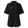 thumbnail image 6 of WAYUTE 2 Piece Sets for Women Vacation Trendy Casual Solid Color Shorts and Short Sleeve Lapel Shirt Top Slim Suits Summer Outfits, 6 of 7