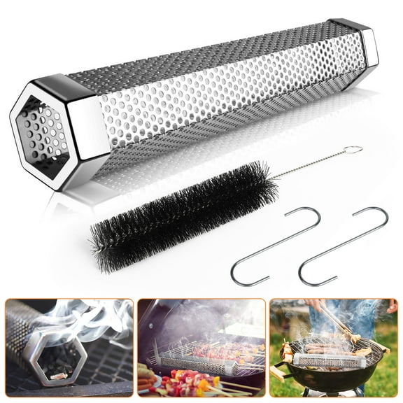 12" Premium Pellet Smoker Tube for All Grill or Smoker, Hot or Cold Smoking, 5 Hours of Billowing Smoke, Stainless Steel Wood Charcoal Tube Smoke, an Easy and Safe Way to Provide Smoking
