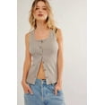 thumbnail image 3 of Women Ribbed Tank Tops Sleeveless Button Down Camisole Summer Scoop Neck Cropped Top Grey S, 3 of 6
