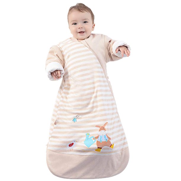 OuYun Baby Organic Sleeping Bag Autumn Detachable Sleeve Wearable