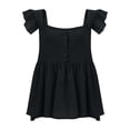 thumbnail image 3 of Gaukiv Womens Blouses Square Neck Ruffle Sleeve Gathered Hem Summer Tunic Tops Black M, 3 of 4