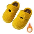 thumbnail image 6 of SYMSHOES Soft Warm Plush Fuzzy Womens Slippers - Non-slip Closed Toe with Adjustable Hook and Loop, Nylon Spandex Indoor Outdoor Casual Home Footwear, Yellow,Size 37, 6 of 6