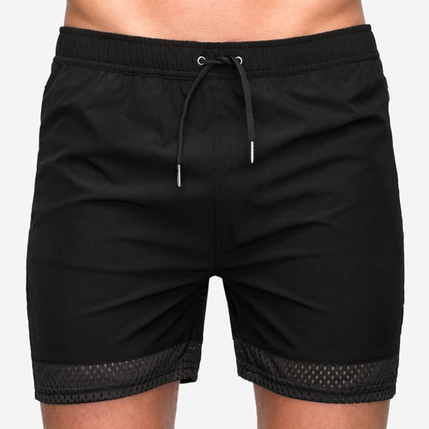 Puntoco Pantalones Cortos De Atletismo De Playa De Malla Elástica Muscular Transpirable De Secado Rápido Para Hombre Negro Xxxl,Pantalones Cortos Hombre