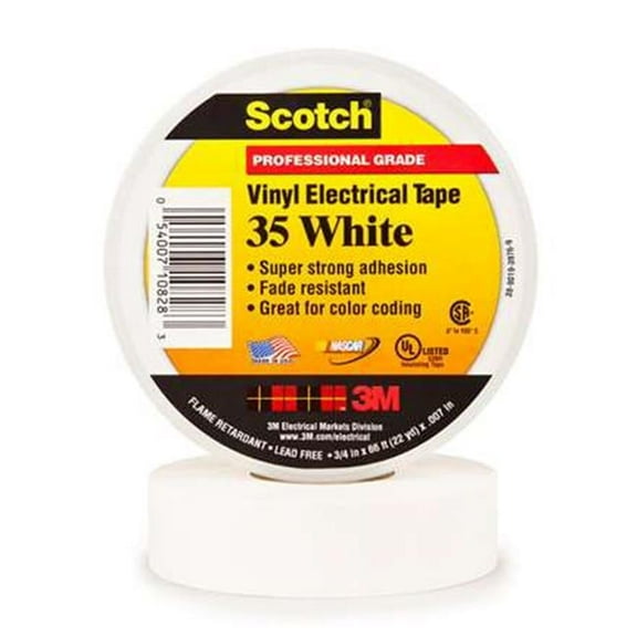 Scotch  0.75 in. x 66 ft. White 35 Electrical Tape - Pack of 10