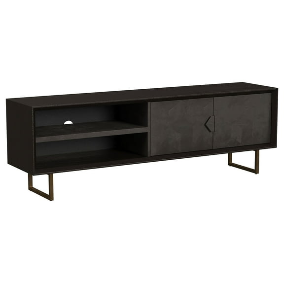 Marcel TV Media Entertainment Console, 2 Doors, Charcoal Black, 70 Inch