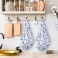 thumbnail image 3 of Blue Flower Kitchen Towels Decorative Set of 2,Blue Decoratice Dish Towels Hand Towels for Kitchen Home Decor 16"x24" Absorbent Drying Cloth Tea Towels for Baking, 3 of 5