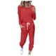 thumbnail image 1 of Conjunto de manga larga para mujer: top con bloques de color y pantalones anchos. Mezcla de lino informal, cintura elástica, varias tallas., 1 of 5