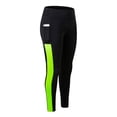thumbnail image 1 of Women's Thermal Yoga Tights, High Waist Warm Compression Leggings, Winter Workout Running Pants with Pockets, Black + Green, XXL, 1 of 8
