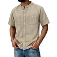 thumbnail image 4 of Homeyce Short Sleeve Polo Shirts for Men Shirts Button Down Denim Shirt Vintage Western Washed Distressed Top,Brown 2XL, 4 of 6