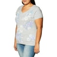 thumbnail image 2 of Hanes Womens Short Sleeve V-Neck Tee, L, Placed Floral Message/Light Steel, 2 of 3