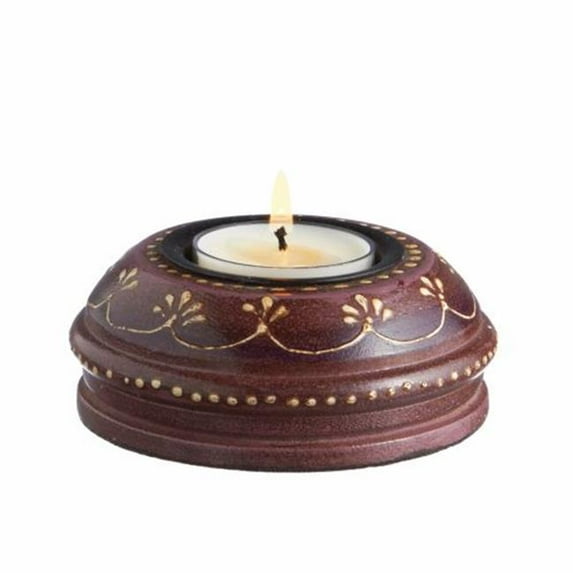 The Veda Company 4202PE Purple Hand Painted Tea Light Holder