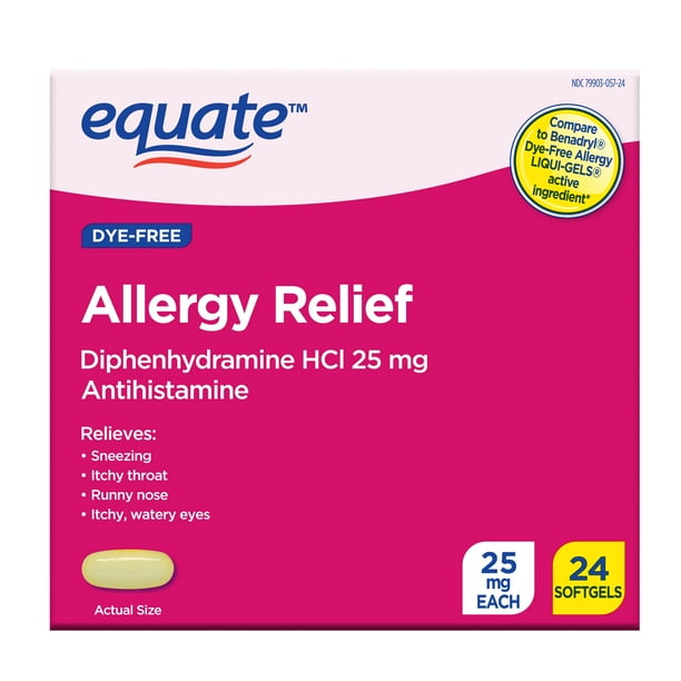 Equate Allergy Relief Softgels with Diphenhydramine HCl 25mg