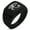 Black, variant on Stainless Steel Egyptian Eye of Horus Geometric Pattern Step-Down Biker Style Polished Ring