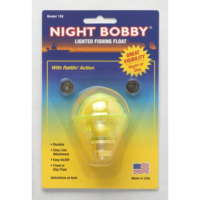 Night Bobby Lighted Fishing Float for Night Fishing, Red/Yellow, Small Round