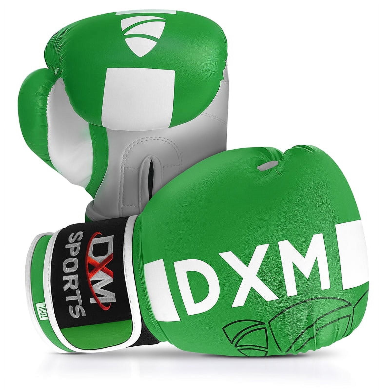DXM SPORTS Boxing Gloves for Men & Women - Green & White, 16oz