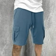 thumbnail image 4 of FAVIPT Mens Sweat Jogger Shorts with Drawstring Elastic Waist Shorts Workout Hinking Tactical Shorts with Pockets Plain Summer 2025 Casual Shorts Blue,L, 4 of 7