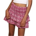 thumbnail image 2 of Mrat Workout Skirt Woman Fashion High Waist Printed Pleated Skirt Small Floral A-Line Skirt Gothic Skirts S-132 Hot-Pink L, 2 of 5