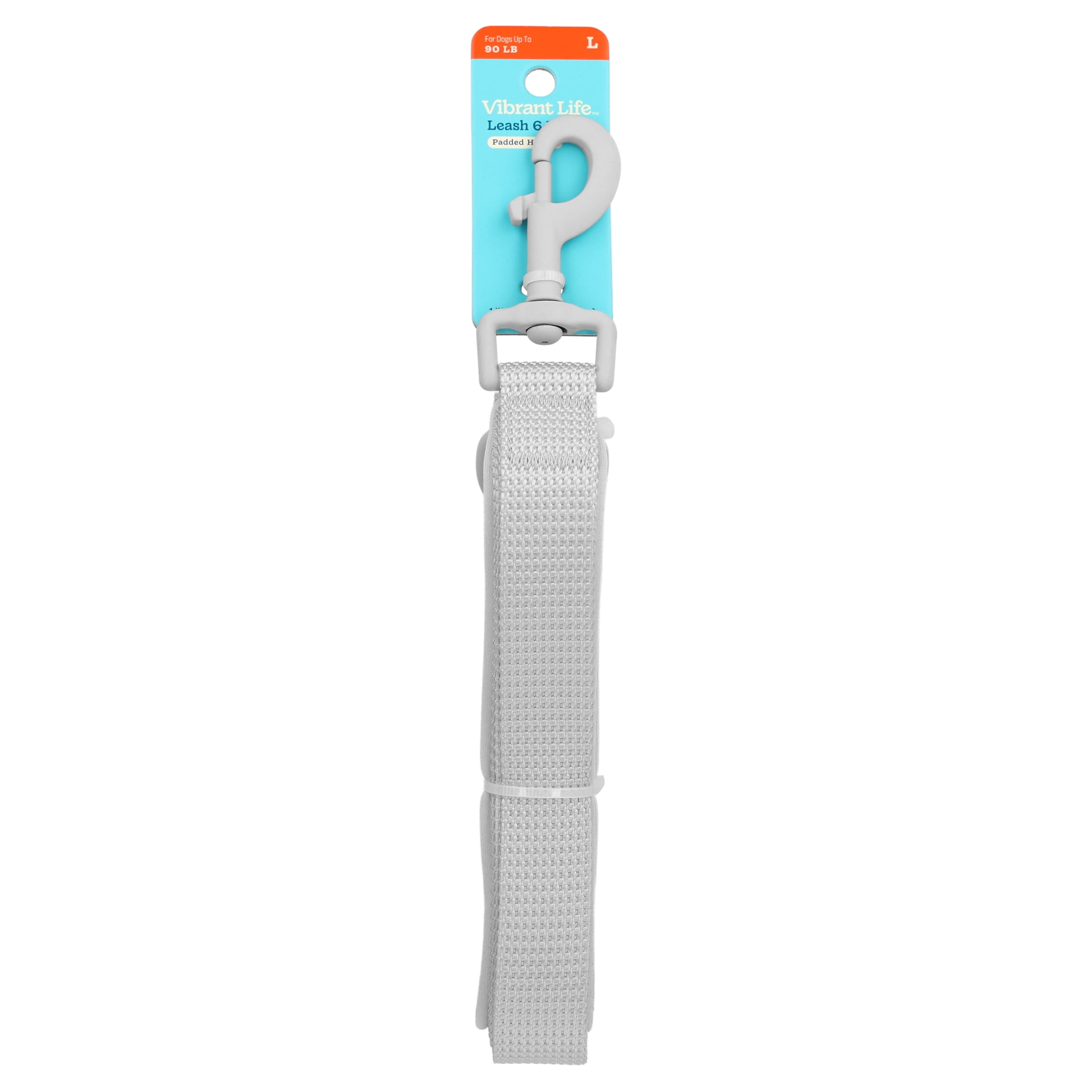 Vibrant Life 6' Neoprene Cushioned Monochrome Leash, Gray