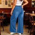 thumbnail image 7 of IFNWSV Denim Pants for Women Plus Size Stretchy Wide Leg Jeans with Pockets High Waisted Loose Casual Trousers Sky Blue 2XL, 7 of 7
