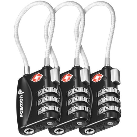 Luggage Zipper Locks - TSA Approved Luggage Locks, Fosmon 3 Digit Combination Padlock Codes with Alloy Body for Travel Bag, Suit Case, Lockers, Gym, Bike Locks or Other