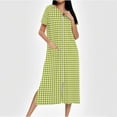 thumbnail image 2 of Tnhcen Women's Plaid Zip-Up Long Robe Flannel Sleepwear with Pockets S-2XL Cozy Loungewear Double-Sided Fleece Pajama Dress Multiple Colors Available, 2 of 7