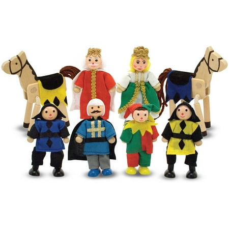 Melissa & Doug Castle Poseable Wooden Doll Set (8 pcs) for Castle and Dollhouse (3-4 inches (Best Wooden Dollhouse For Toddler)
