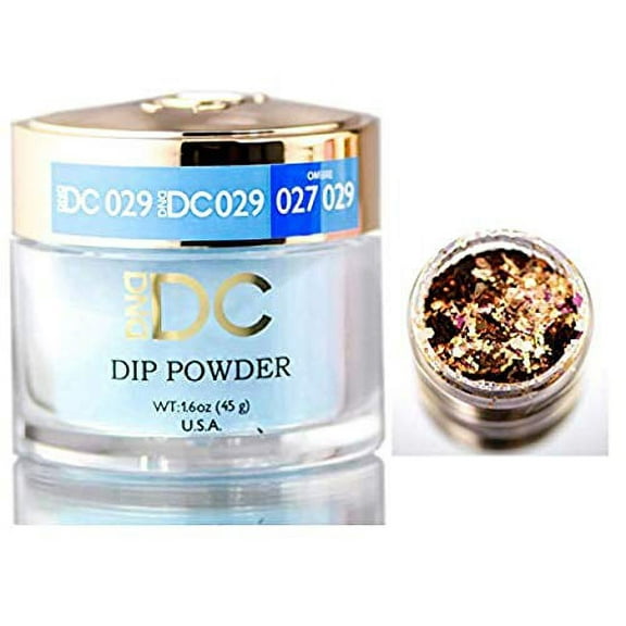 DND DC Blues & Greens DIP POWDER for Nails 1.6oz, 45g, Daisy Dipping (with bonus side Glitter) Made in USA (Cornflower Blue (123))