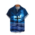 thumbnail image 6 of Xcmzpl Mens Hawaiian Shirt Camp Collar Button Down Shirts Big and Tall Short Sleeve Casual Tops for Holiday Beach Party Dark Blue XXXL, 6 of 6
