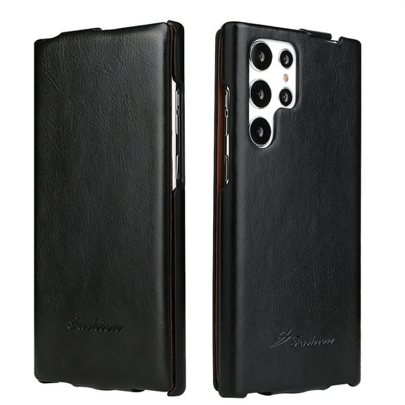 Allytech Flip Case Compatible with Samsung Galaxy S24 Ultra, Slim Fit Lightweight Premium PU Leather Vertical Flip Shockproof Full Body Protection Luxury Cover Case - Black