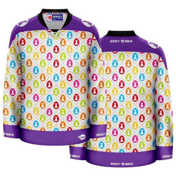 Easter Dotted Rabbits Ugly Sweater Hockey Jersey