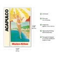 thumbnail image 2 of Acapulco Mexico - Parasailing Bikini Blonde - Western Air Lines - Vintage Airline Travel Poster c.1970s - Master Art Print (Unframed) 13in x 19in, 2 of 4