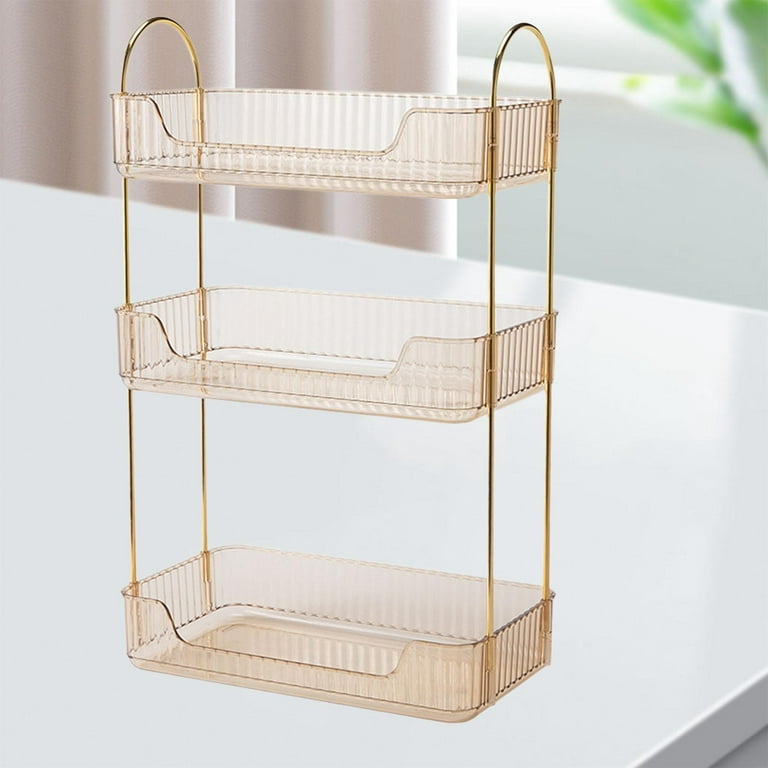 Kitchen under Sink Standing Rack Makeup Organizer for Lotion Perfume  Jewelry 3 Tier Yellow 