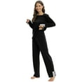 thumbnail image 4 of Xmarks Women Cozy Comfy Pajama Sets Soft Loungewear Leisure Outfits Matching Set Long Sleeve Sleepwear Top and Pants Black US 14, 4 of 6