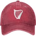thumbnail image 1 of Unisex Adjustable Baseball Cap with Irish Harp Musical Instrument Pattern, Denim Fabric Snapback Glacier Cap, 1 of 6