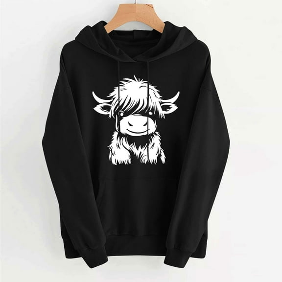 Hilzaten Graphic Tops for Women Long Sleeve Loosse Pullover Casual Hoodie Sweatshirts for Women