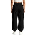 thumbnail image 7 of ZHYou No Boundarie Fleece Sweatpants for Women Casual Soft Stretch High Waist Cuffed Leg Loose Fall Winter Pants with Pockets,Black,Size M, 7 of 7
