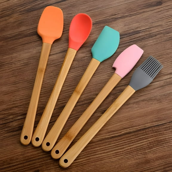 ACDANC Silicone Small Spatulas Set of 5 Mini Rubber Spatulas for Scraping Cooking Baking