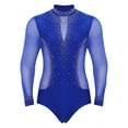 thumbnail image 3 of iiniim Mens 2-Piece Set Latin Dance Outfits Long Sleeve Bodysuit Dance Leotard with Flared Pants Blue&Black XXL, 3 of 7