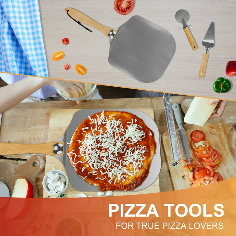  SPLENDR Aluminum Metal Pizza Peel 12 x 14 Inch & Stainless  Steel Rocker Cutter Set - Pizza Paddle Spatula for Oven Accessories, Pizza  Oven Tools, Pizza Peel & Spatula Set: Home