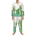 thumbnail image 3 of Balery Cartoon Cactus Pattern Pajama Sets for Men Long Sleeve 2 Piece Sleepwear Loungewear Sets Soft PJ's with Pockets Long Sleeve Comfy Pj Sets-Medium, 3 of 7
